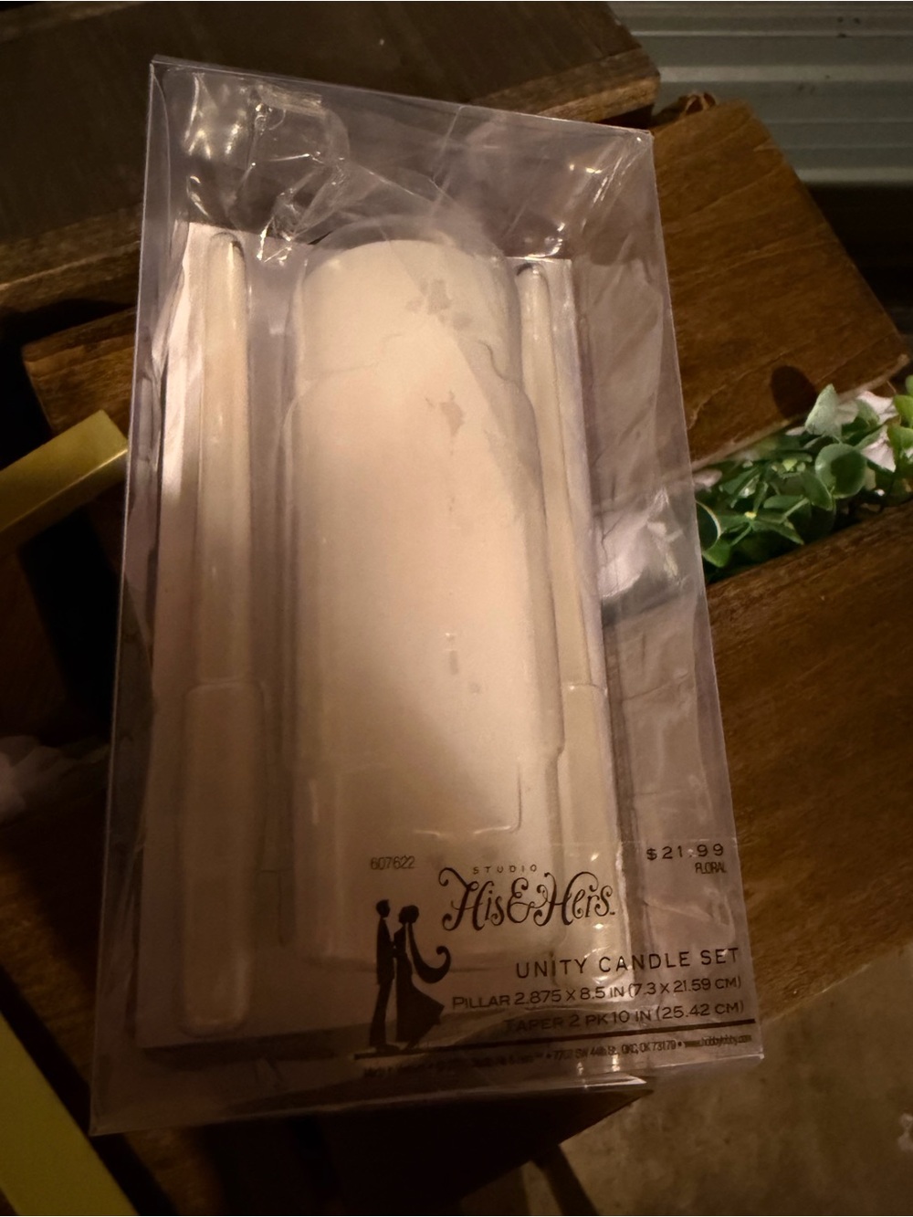 His & Hers Cream Unity Candle Set — White/Cream Pillars and Tapers